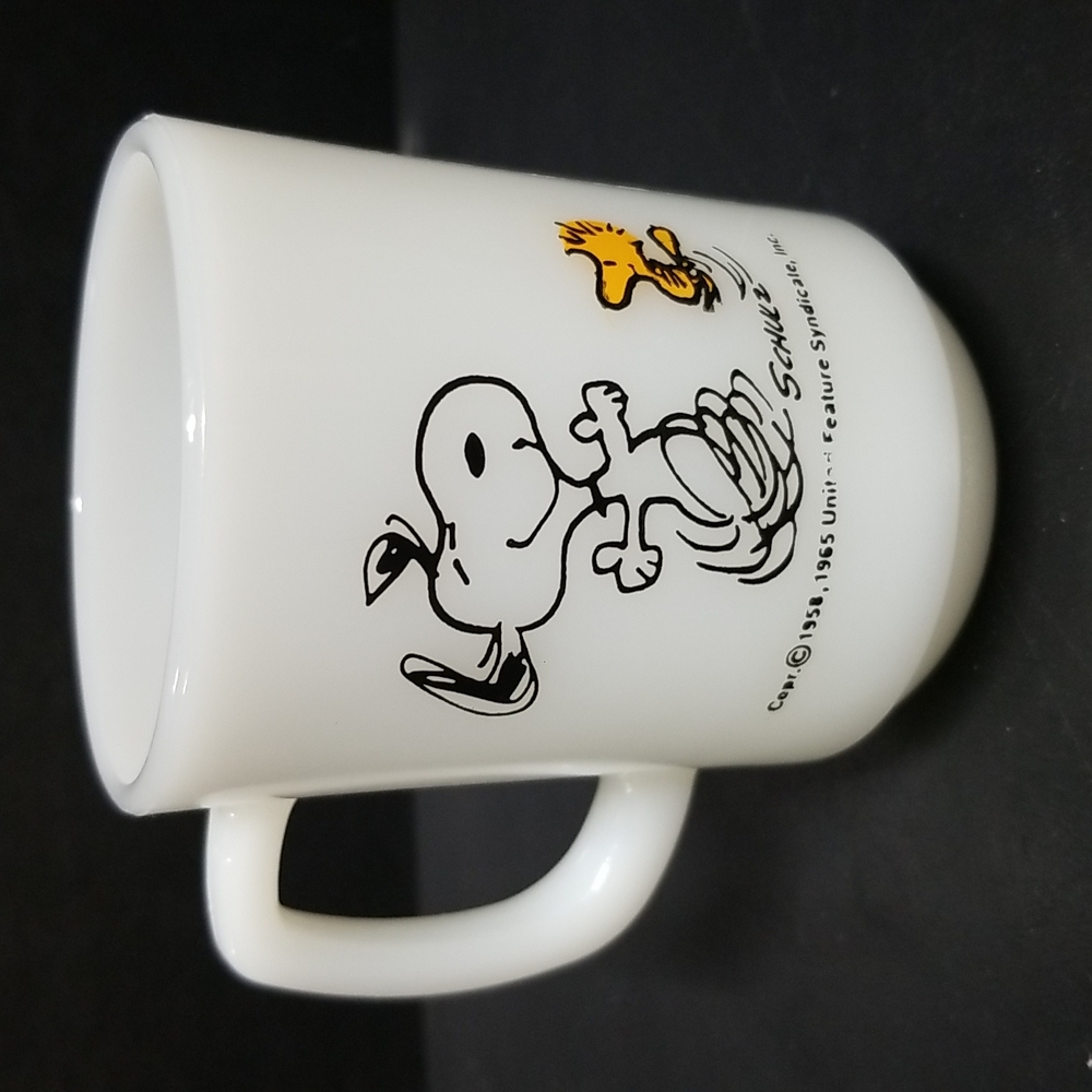 1965 Vintage Fire King Snoopy Mug “At Times Life is Pure Joy”